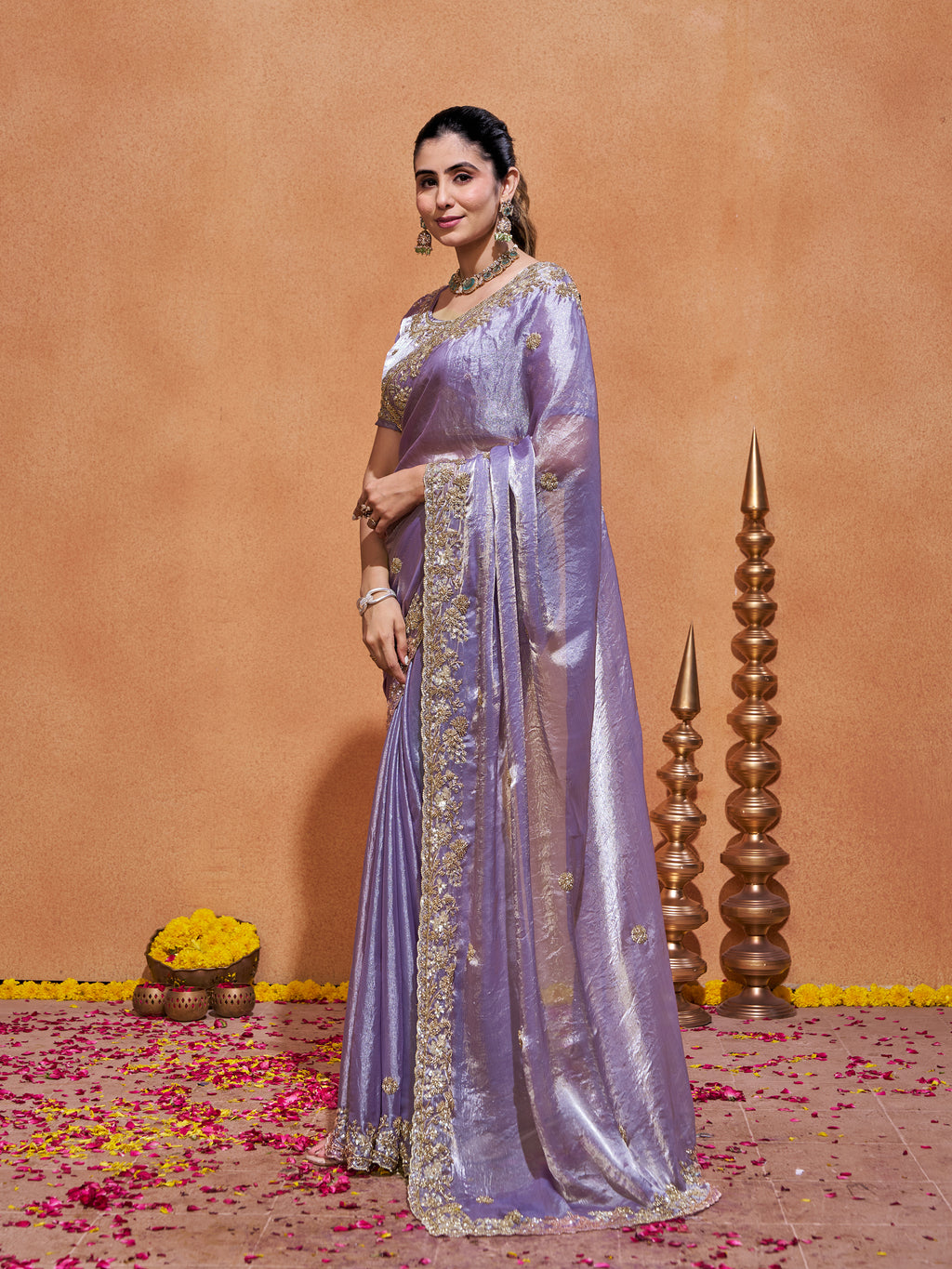 Khwaish Satin Crepe Embroidered Saree
