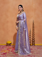 Khwaish Satin Crepe Embroidered Saree
