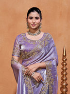 Khwaish Satin Crepe Embroidered Saree