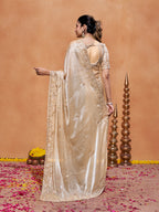 Khwaish Satin Crepe Embroidered Saree