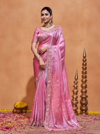 Khwaish Satin Crepe Embroidered Saree