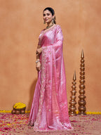 Khwaish Satin Crepe Embroidered Saree