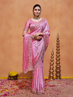 Khwaish Satin Crepe Embroidered Saree