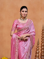 Khwaish Satin Crepe Embroidered Saree