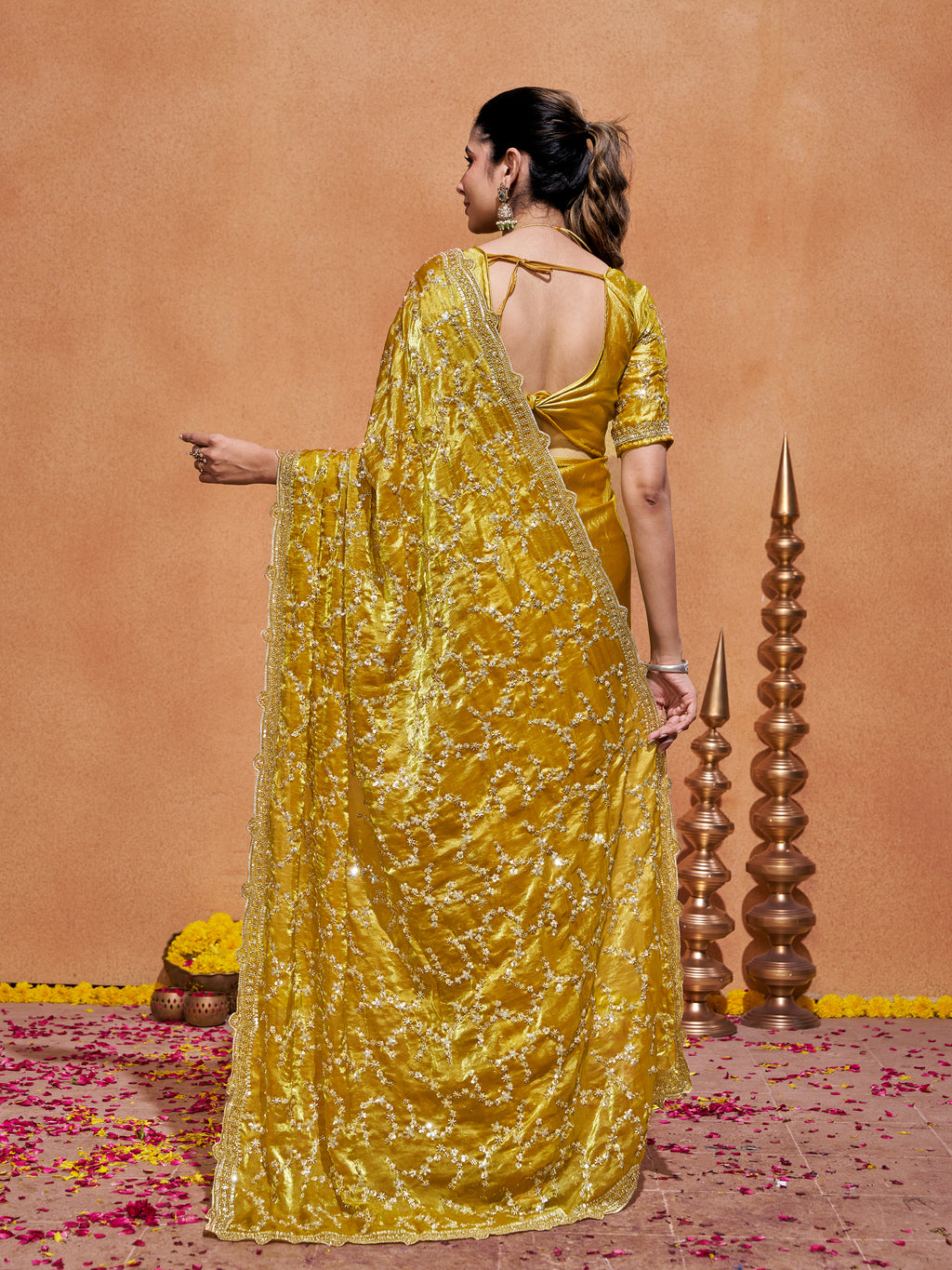 Varda Pure Satin Embroidered Saree