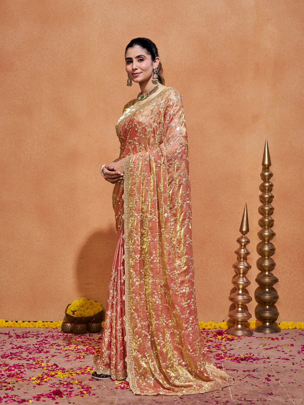 Varda Pure Satin Embroidered Saree