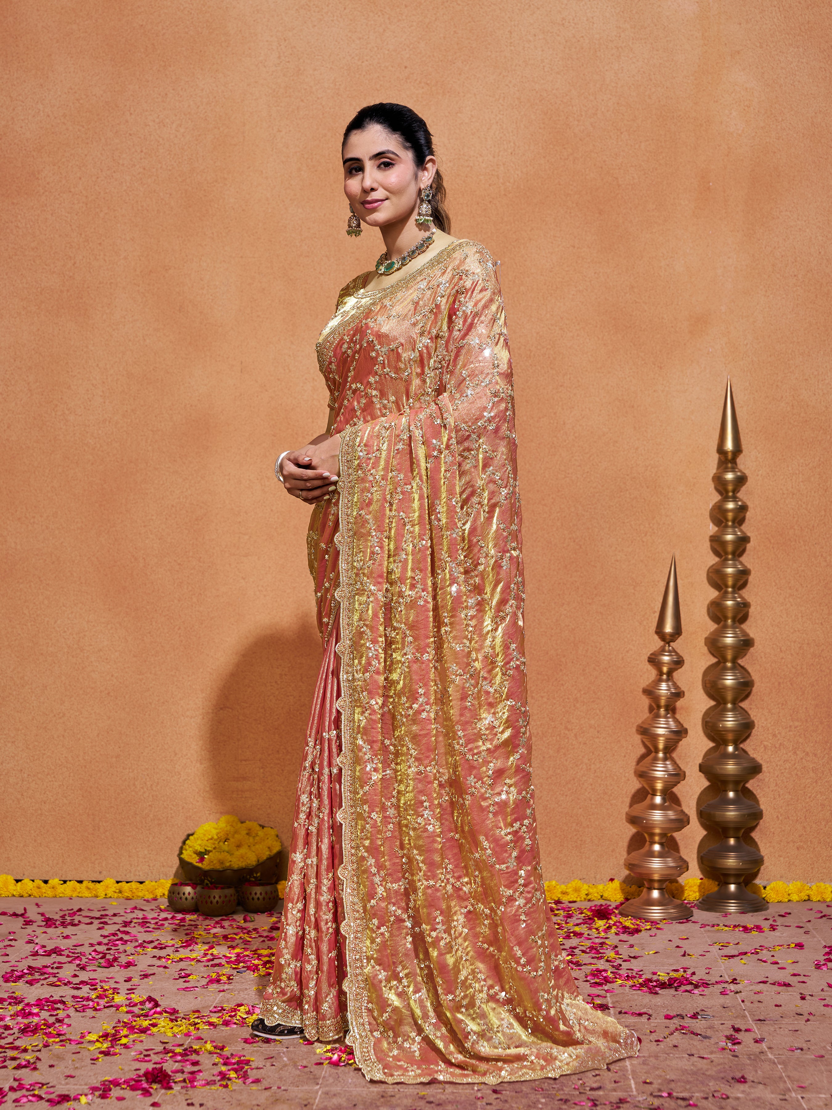 Varda Pure Satin Embroidered Saree