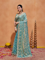 Varda Pure Satin Embroidered Saree