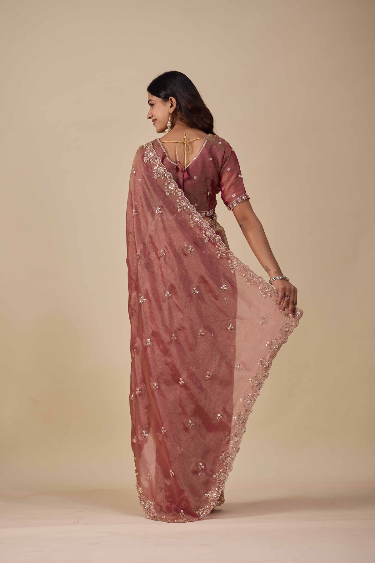 Jhankar — Embroidered Armani Gold Saree | Wearoma Couture