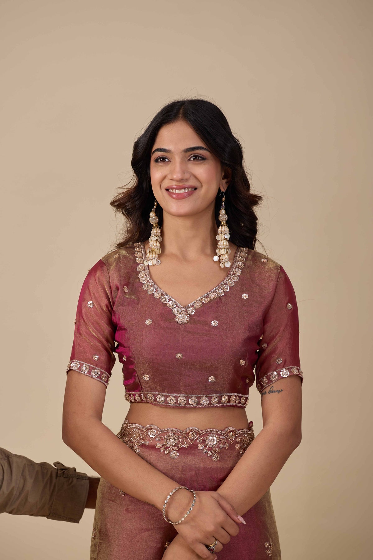 Jhankar — Embroidered Armani Gold Saree | Wearoma Couture