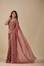 Jhankar — Embroidered Armani Gold Saree | Wearoma Couture