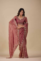 Jhankar — Embroidered Armani Gold Saree | Wearoma Couture