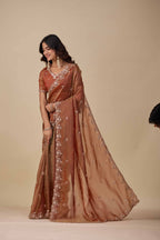 Jhankar — Embroidered Armani Gold Saree | Wearoma Couture