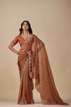 Jhankar — Embroidered Armani Gold Saree | Wearoma Couture