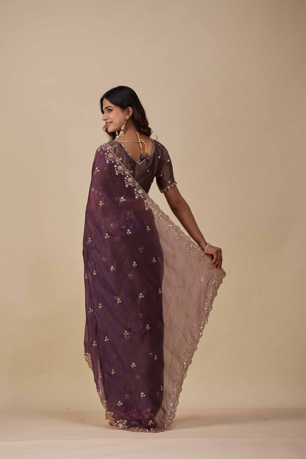 Jhankar — Embroidered Armani Gold Saree | Wearoma Couture