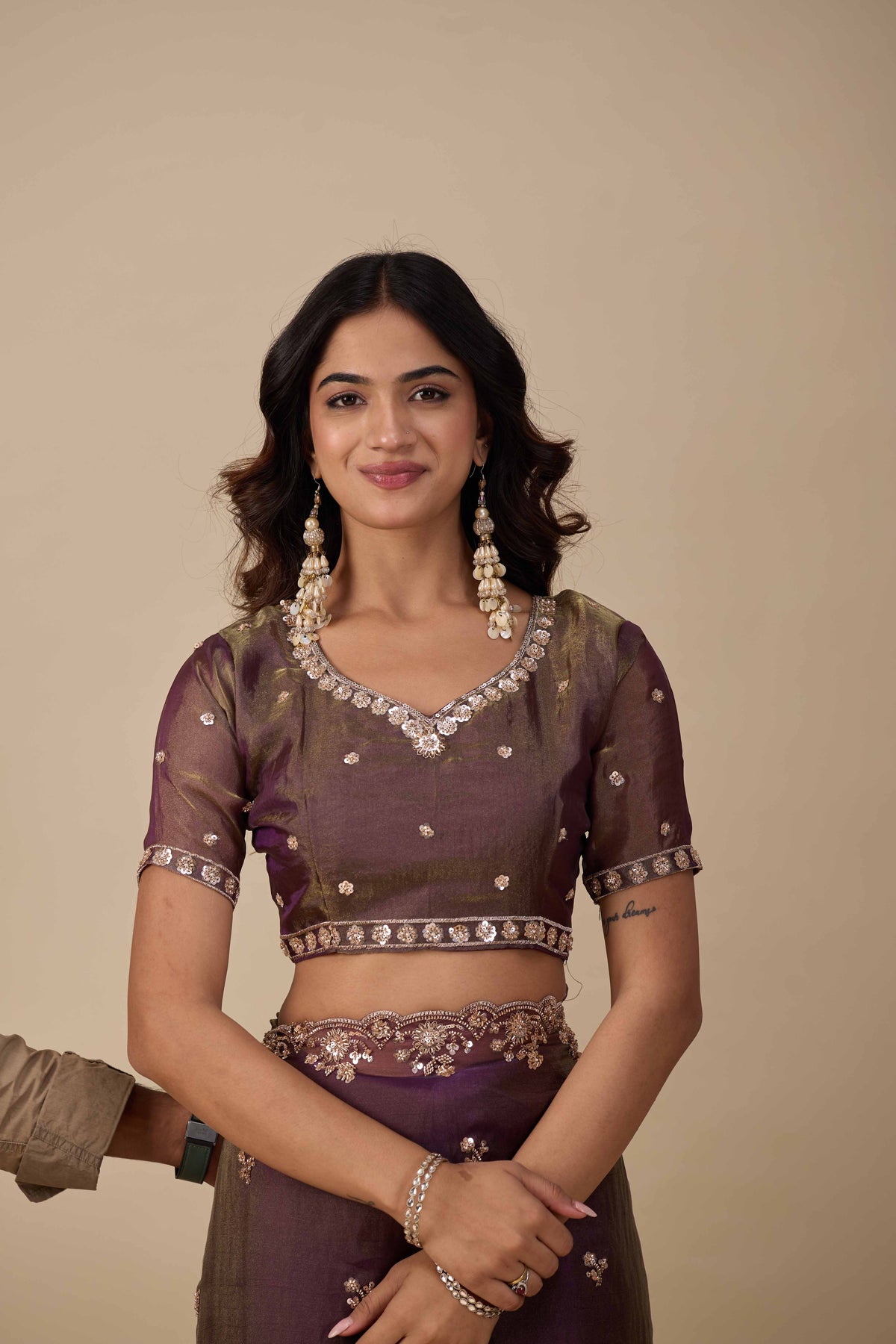 Jhankar — Embroidered Armani Gold Saree | Wearoma Couture