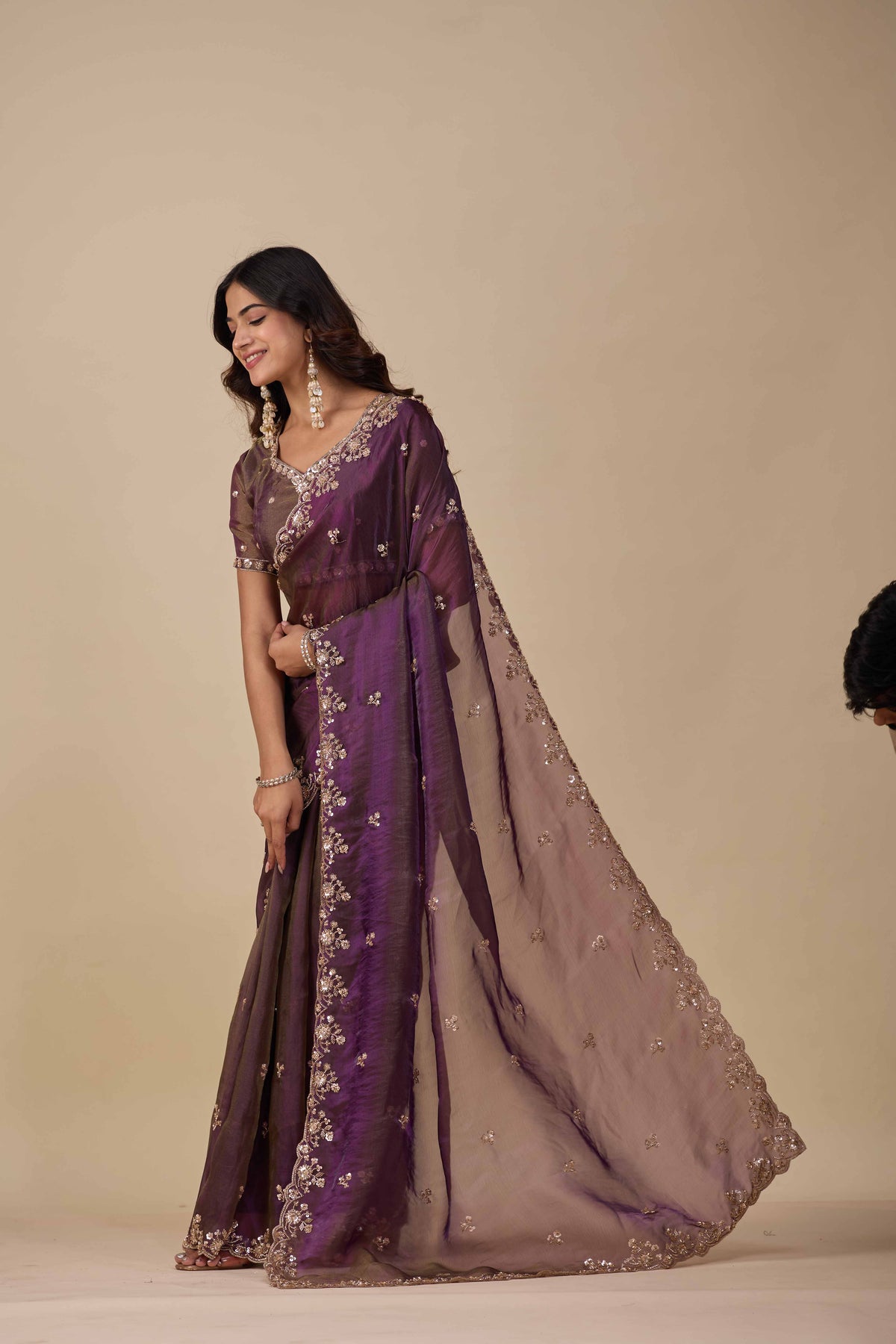Jhankar — Embroidered Armani Gold Saree | Wearoma Couture