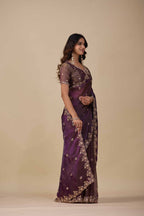 Jhankar — Embroidered Armani Gold Saree | Wearoma Couture