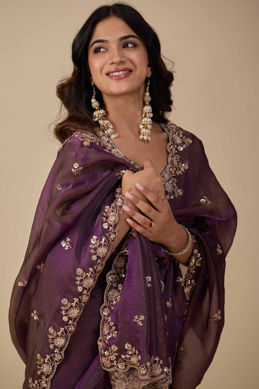 Jhankar — Embroidered Armani Gold Saree | Wearoma Couture