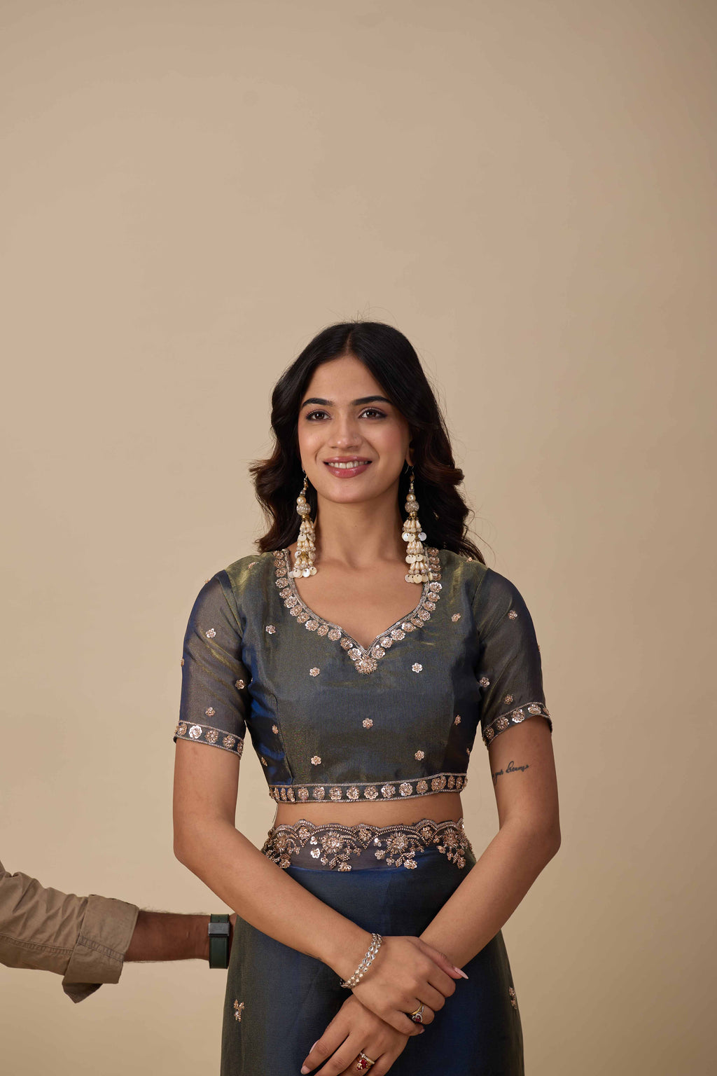Jhankar — Embroidered Armani Gold Saree | Wearoma Couture