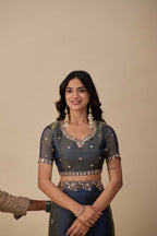 Jhankar — Embroidered Armani Gold Saree | Wearoma Couture