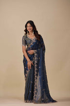 Jhankar — Embroidered Armani Gold Saree | Wearoma Couture