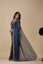 Jhankar — Embroidered Armani Gold Saree | Wearoma Couture