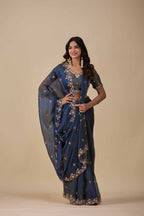 Jhankar — Embroidered Armani Gold Saree | Wearoma Couture