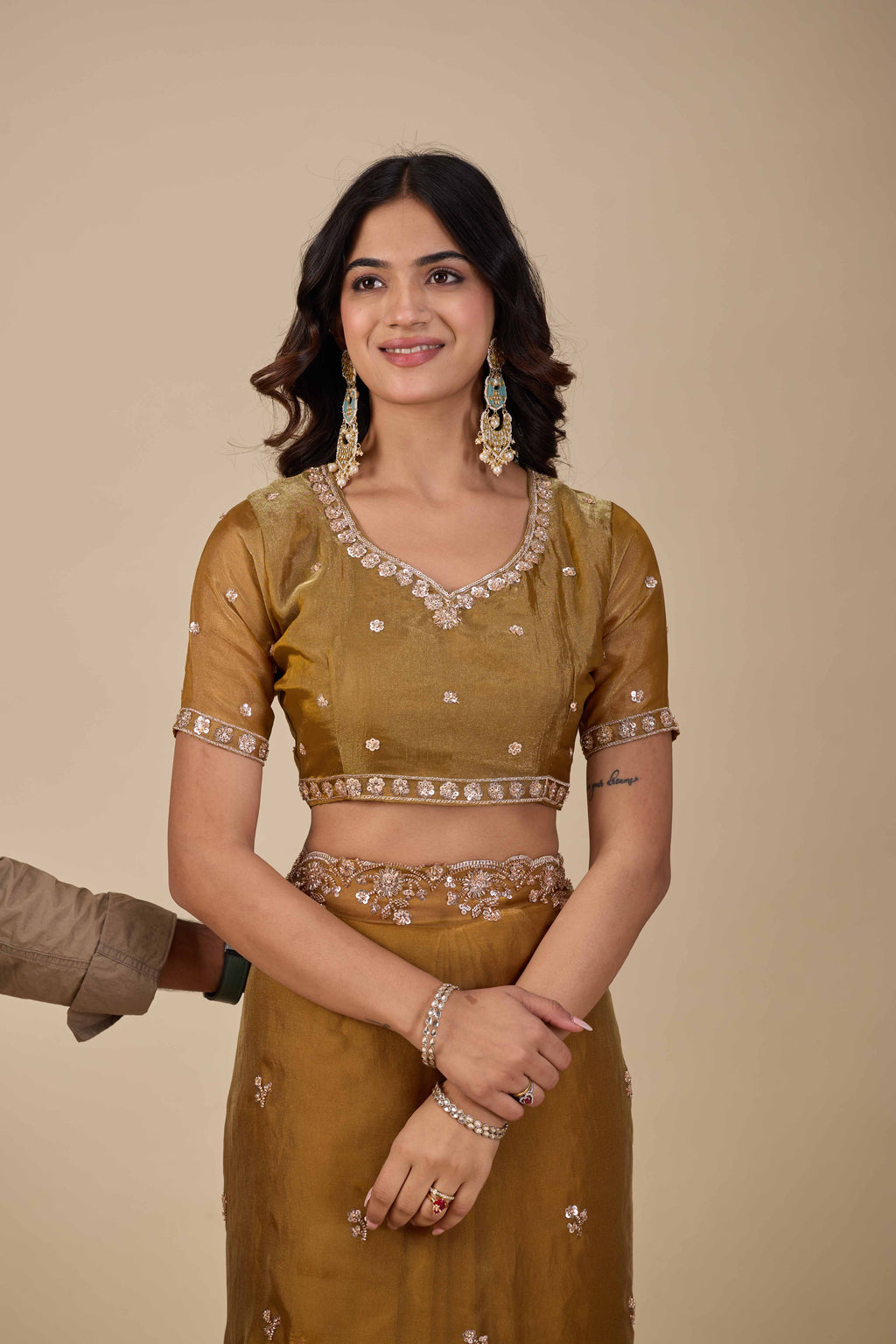 Jhankar — Embroidered Armani Gold Saree | Wearoma Couture
