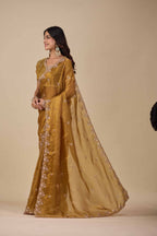 Jhankar — Embroidered Armani Gold Saree | Wearoma Couture