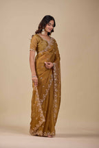 Jhankar — Embroidered Armani Gold Saree | Wearoma Couture