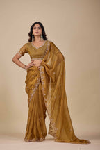 Jhankar — Embroidered Armani Gold Saree | Wearoma Couture