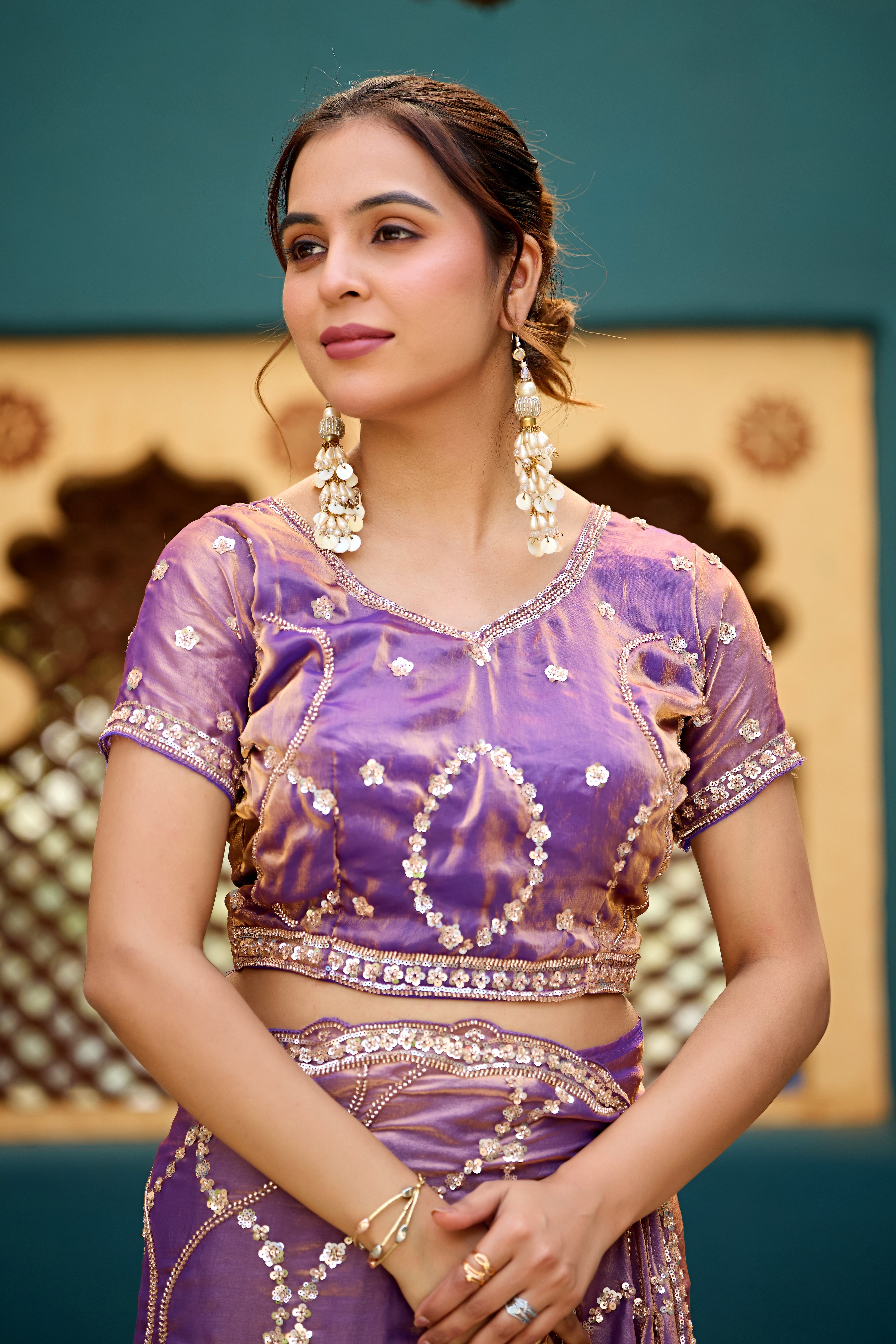 Chanda Saree – Sequin & Cutdana Jaal Work