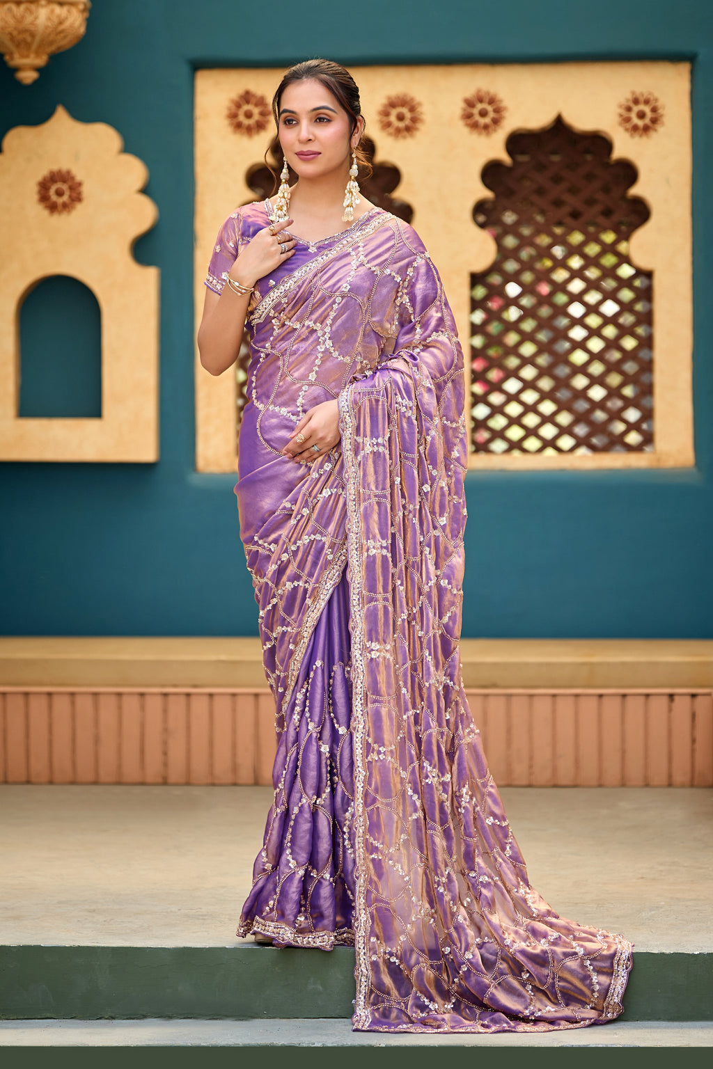 Chanda Saree – Sequin & Cutdana Jaal Work