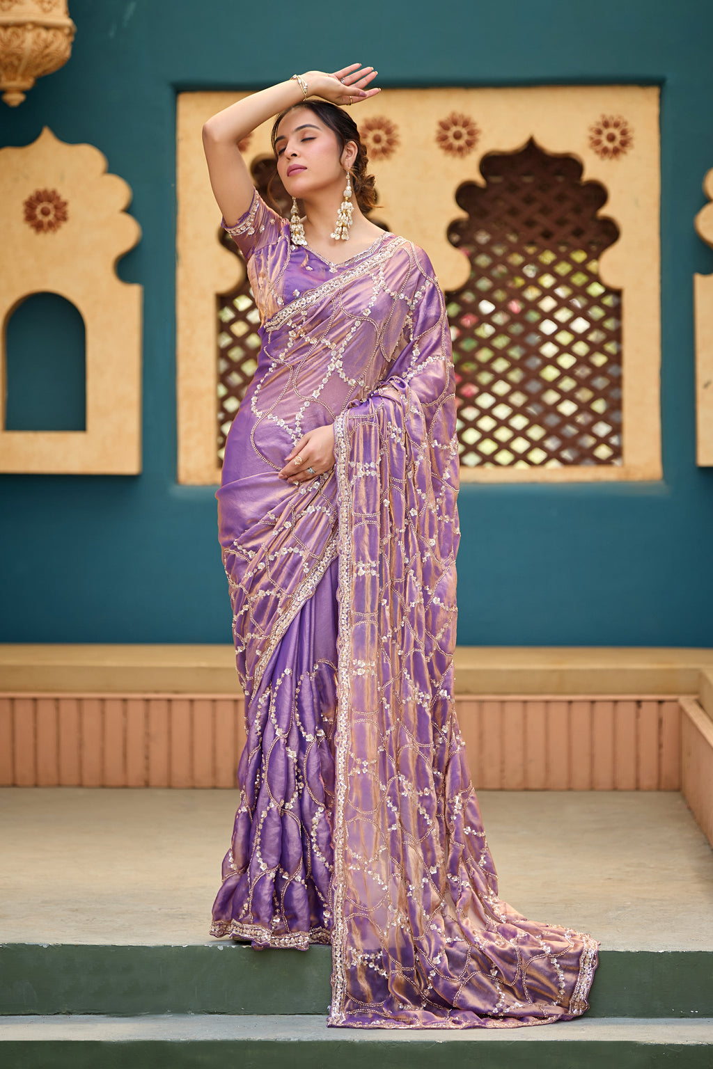 Chanda Saree – Sequin & Cutdana Jaal Work