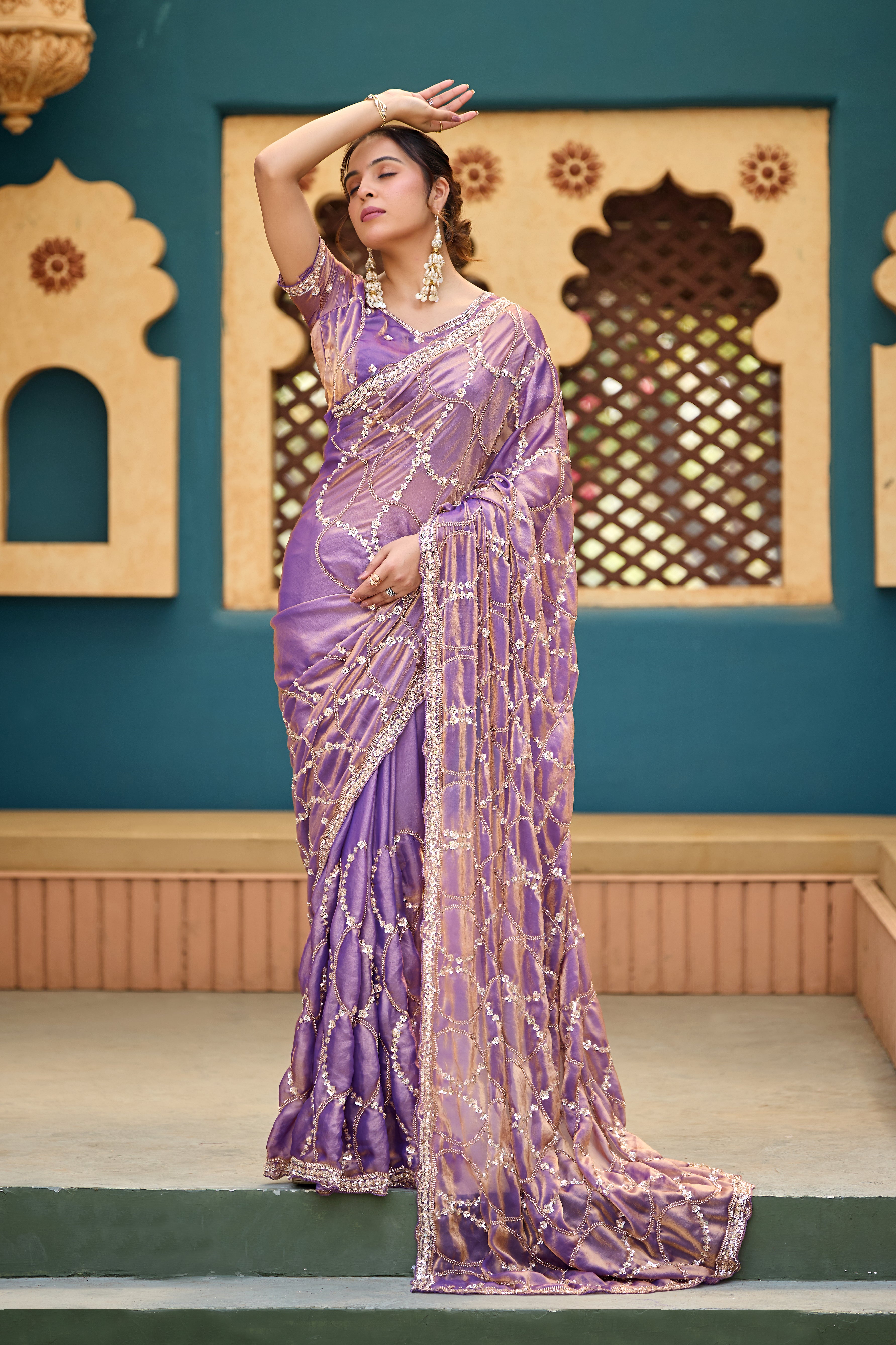 Chanda Saree – Sequin & Cutdana Jaal Work