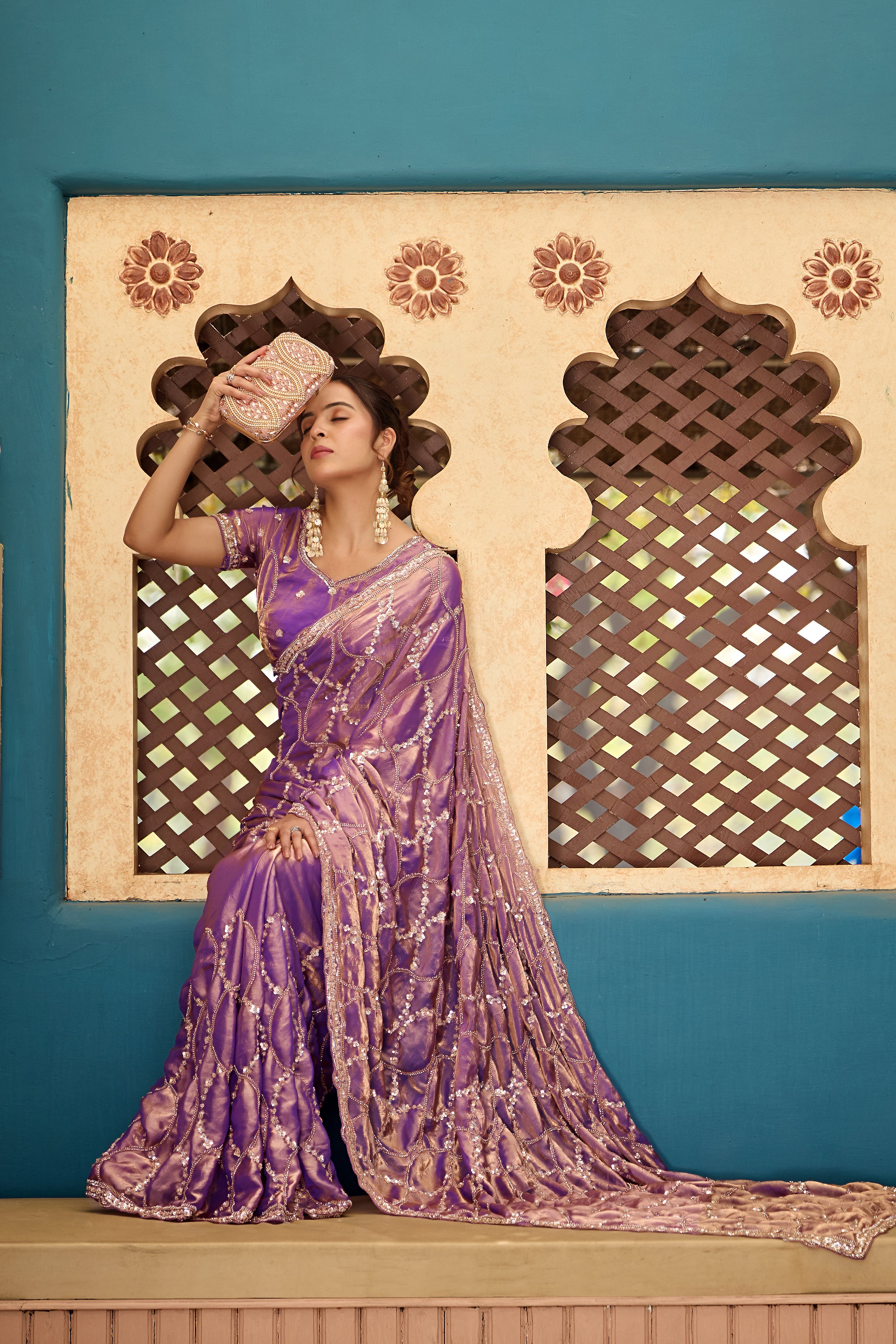 Chanda Saree – Sequin & Cutdana Jaal Work