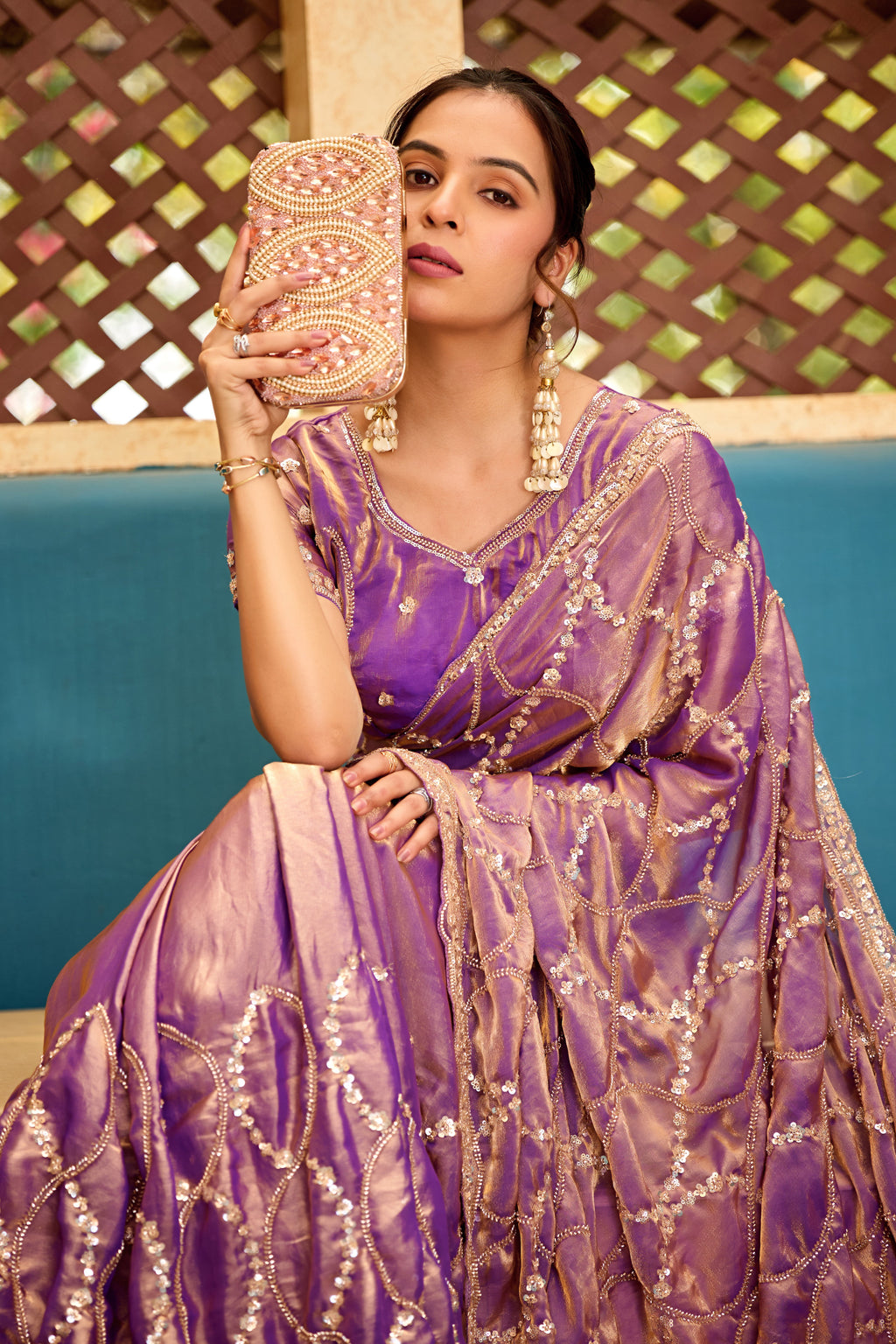 Chanda Saree – Sequin & Cutdana Jaal Work
