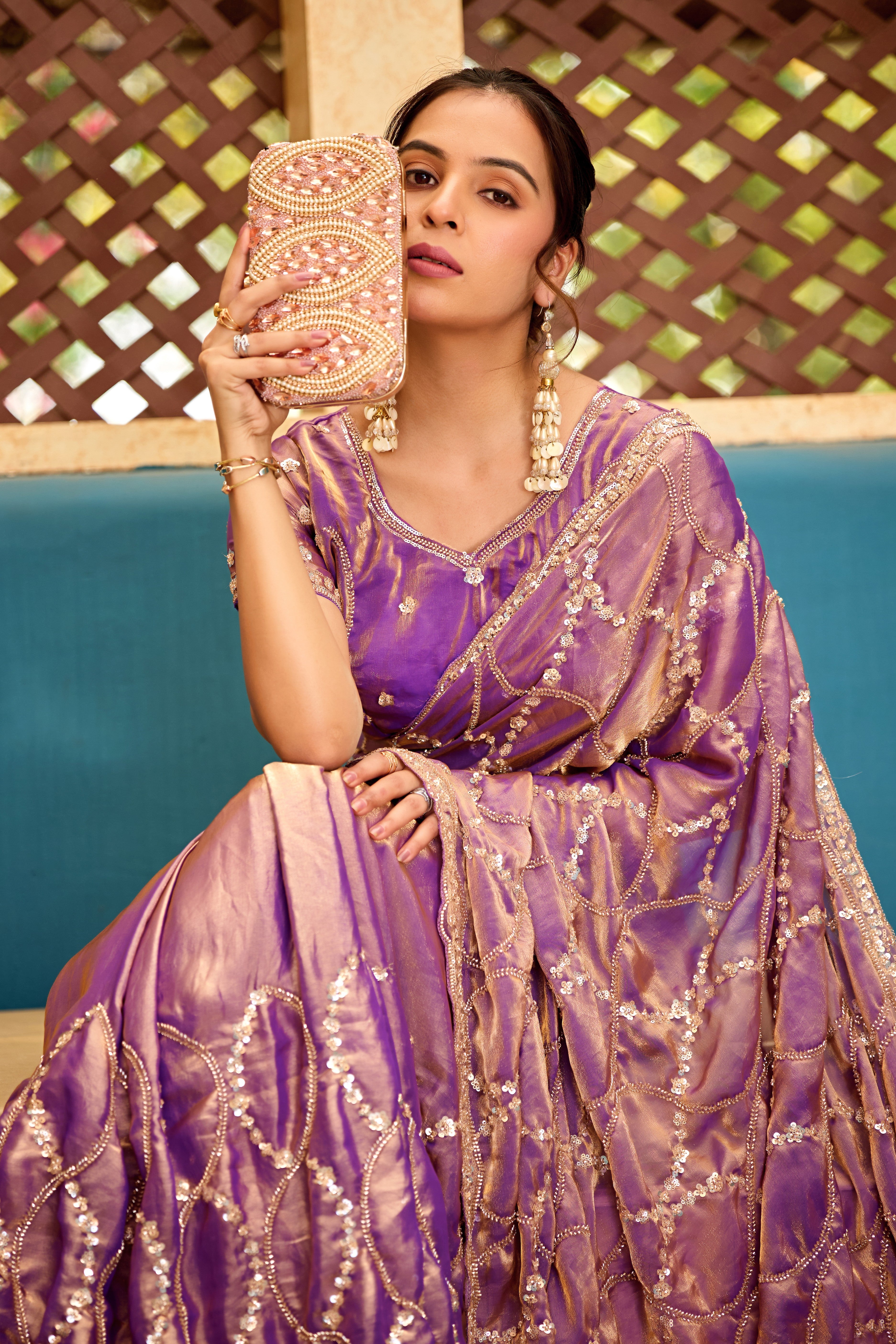 Chanda Saree – Sequin & Cutdana Jaal Work