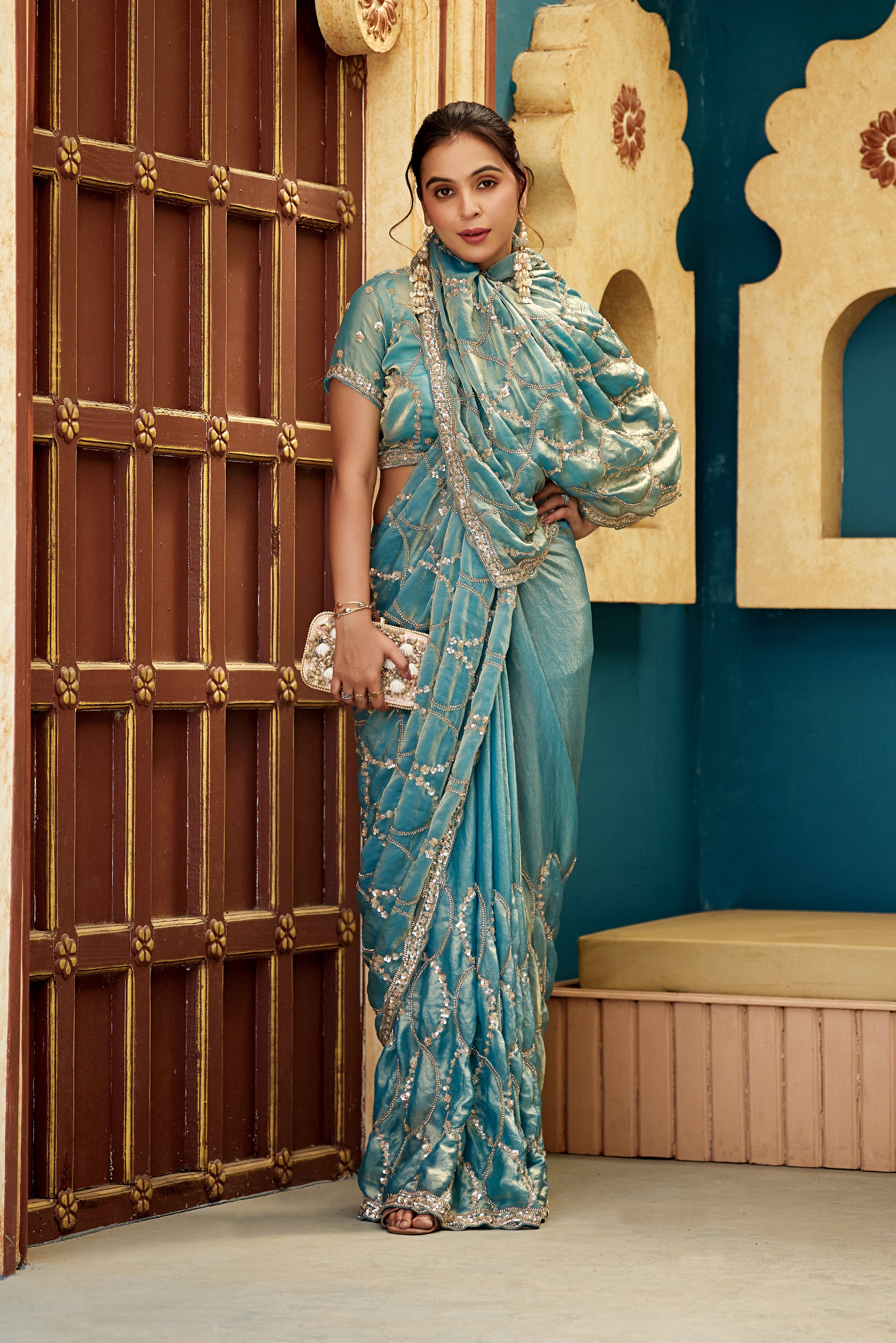 Chanda Saree – Sequin & Cutdana Jaal Work