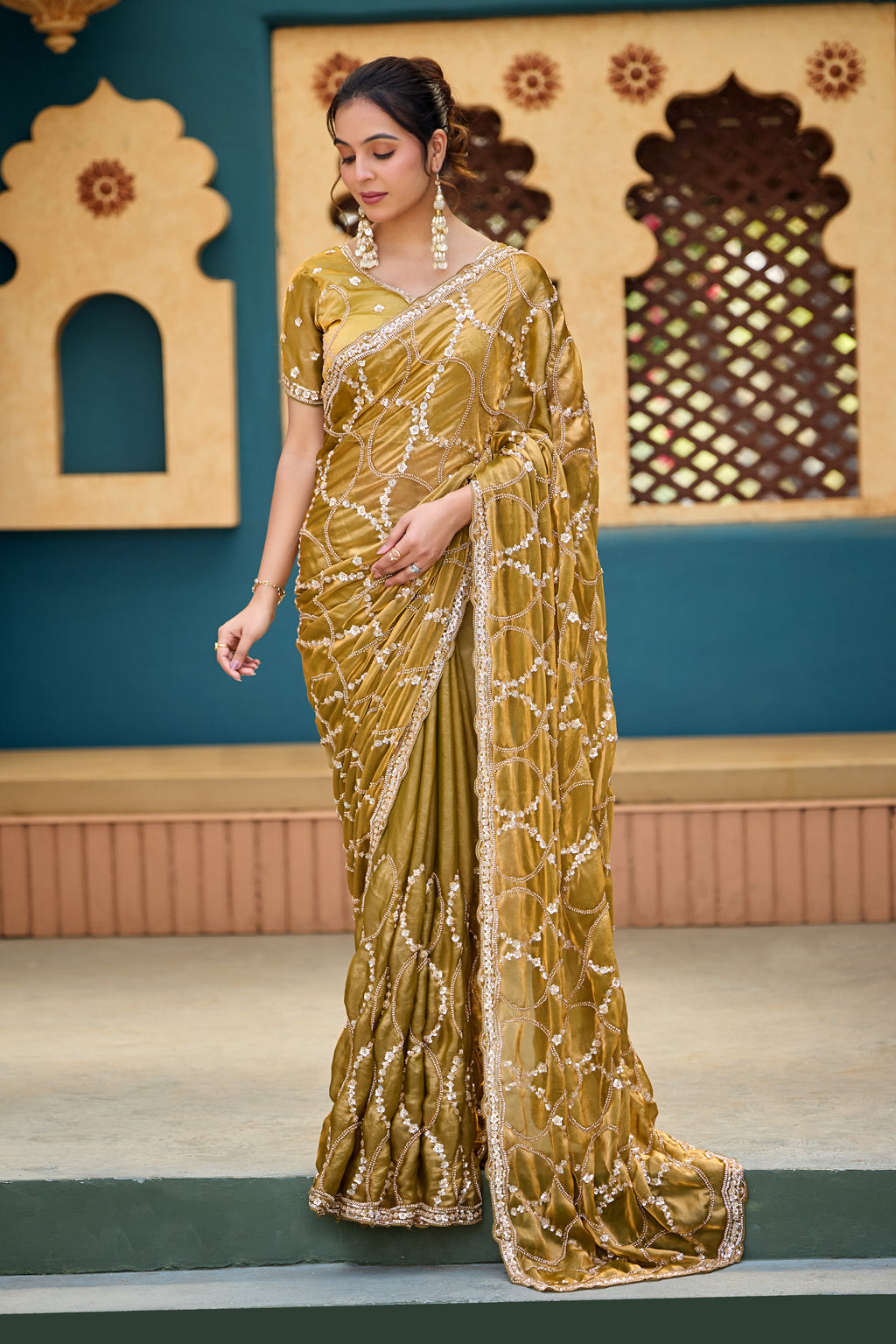 Chanda Saree – Sequin & Cutdana Jaal Work