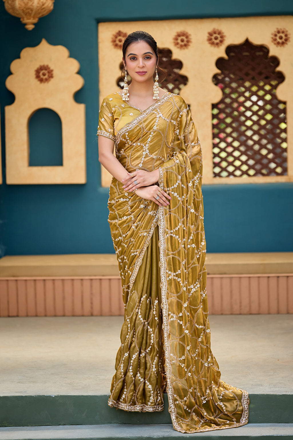 Chanda Saree – Sequin & Cutdana Jaal Work