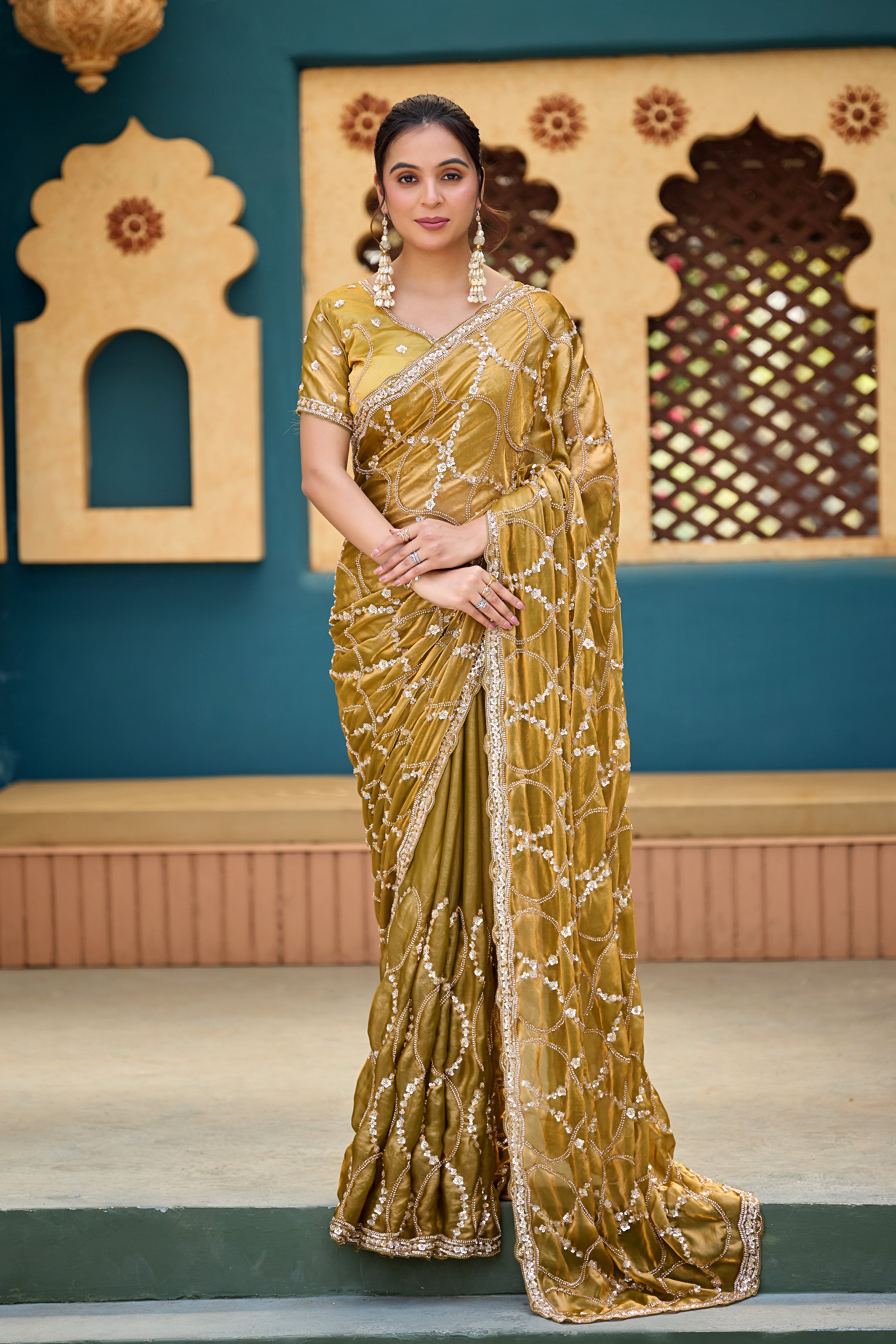 Chanda Saree – Sequin & Cutdana Jaal Work