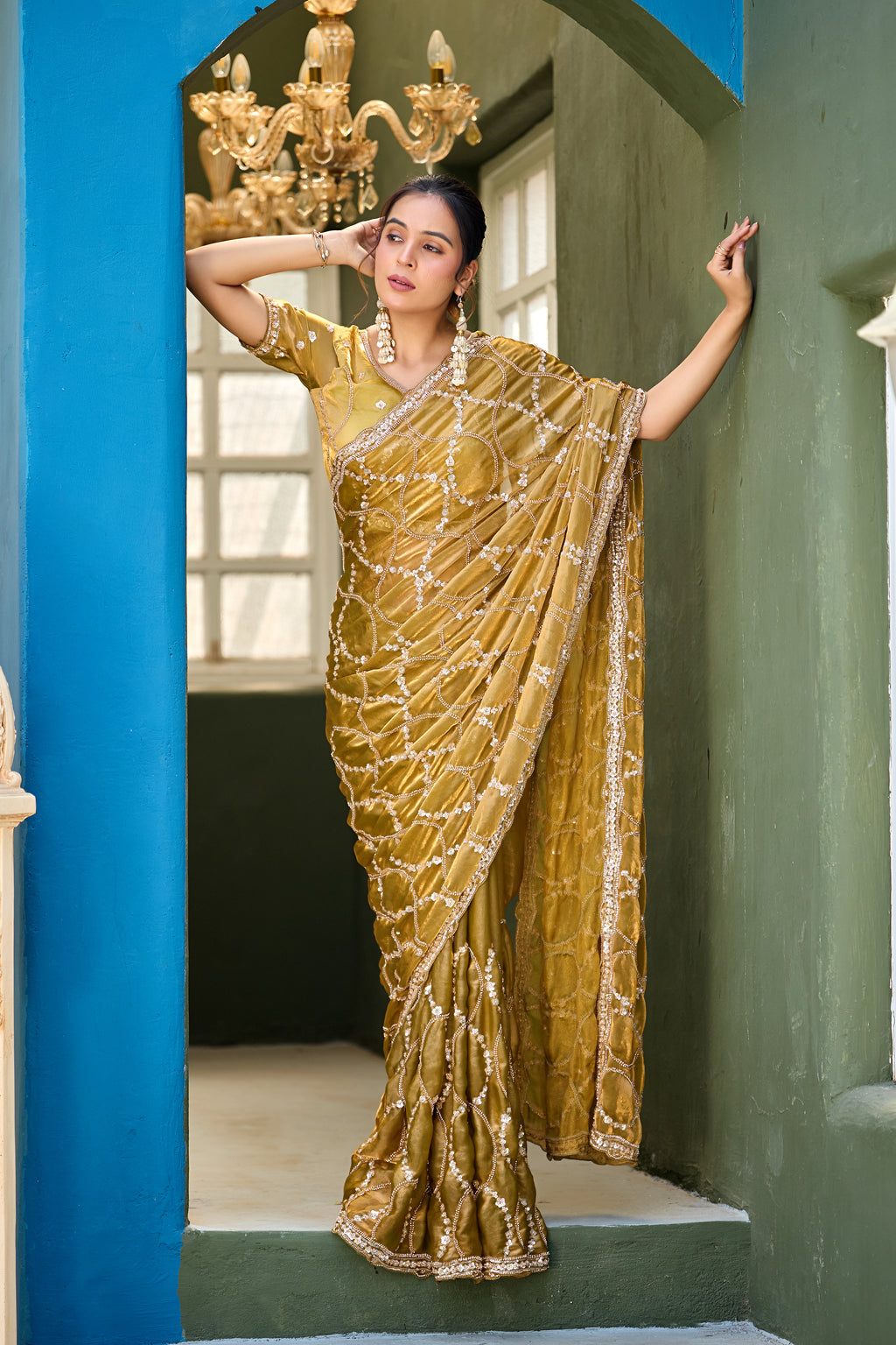 Chanda Saree – Sequin & Cutdana Jaal Work