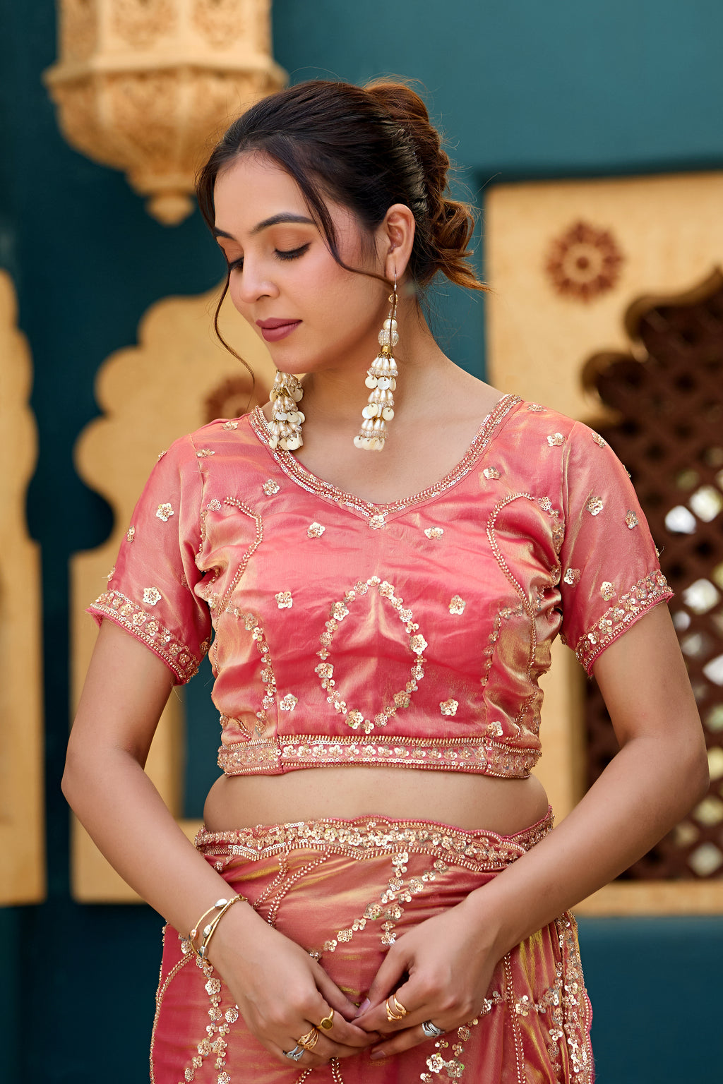 Chanda Saree – Sequin & Cutdana Jaal Work