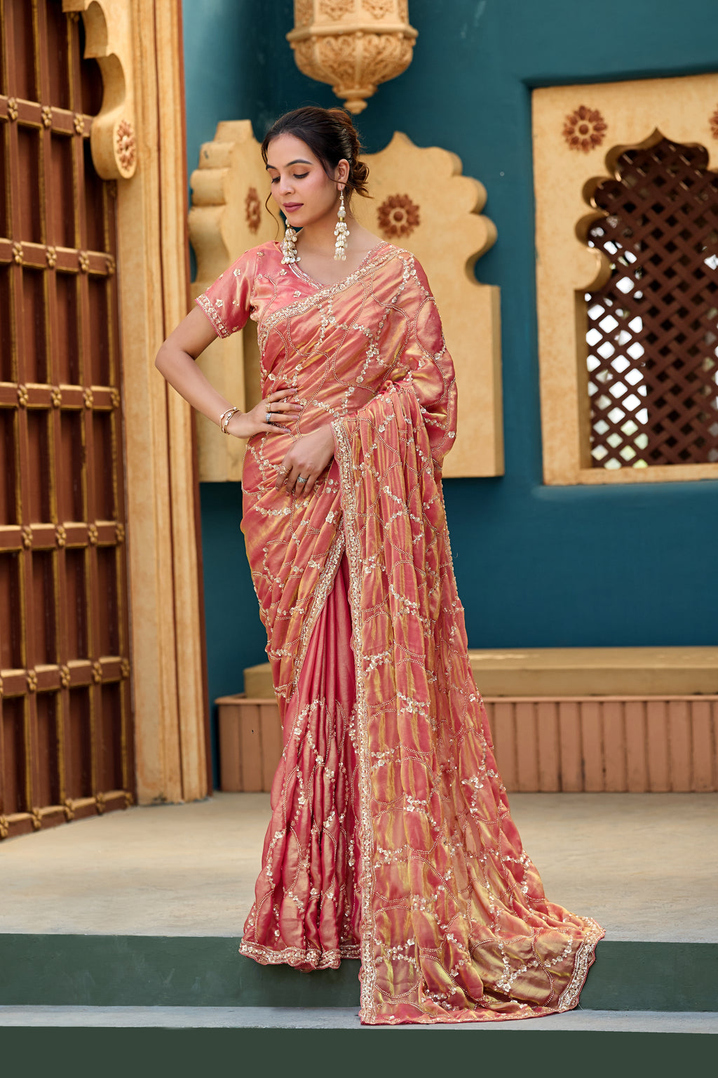 Chanda Saree – Sequin & Cutdana Jaal Work