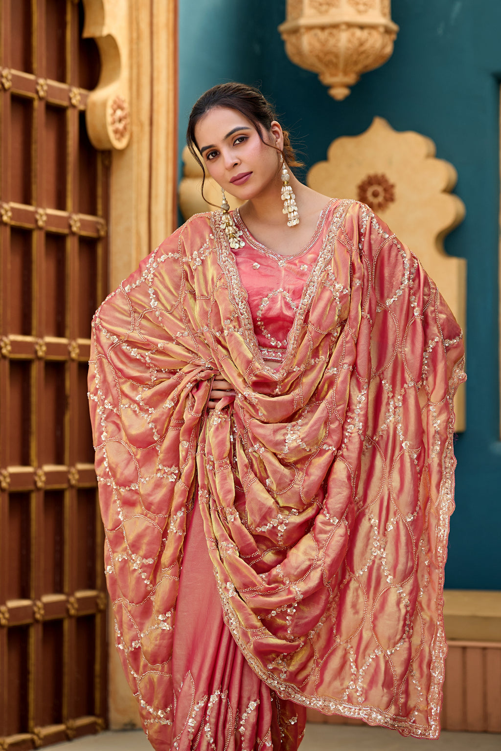 Chanda Saree – Sequin & Cutdana Jaal Work