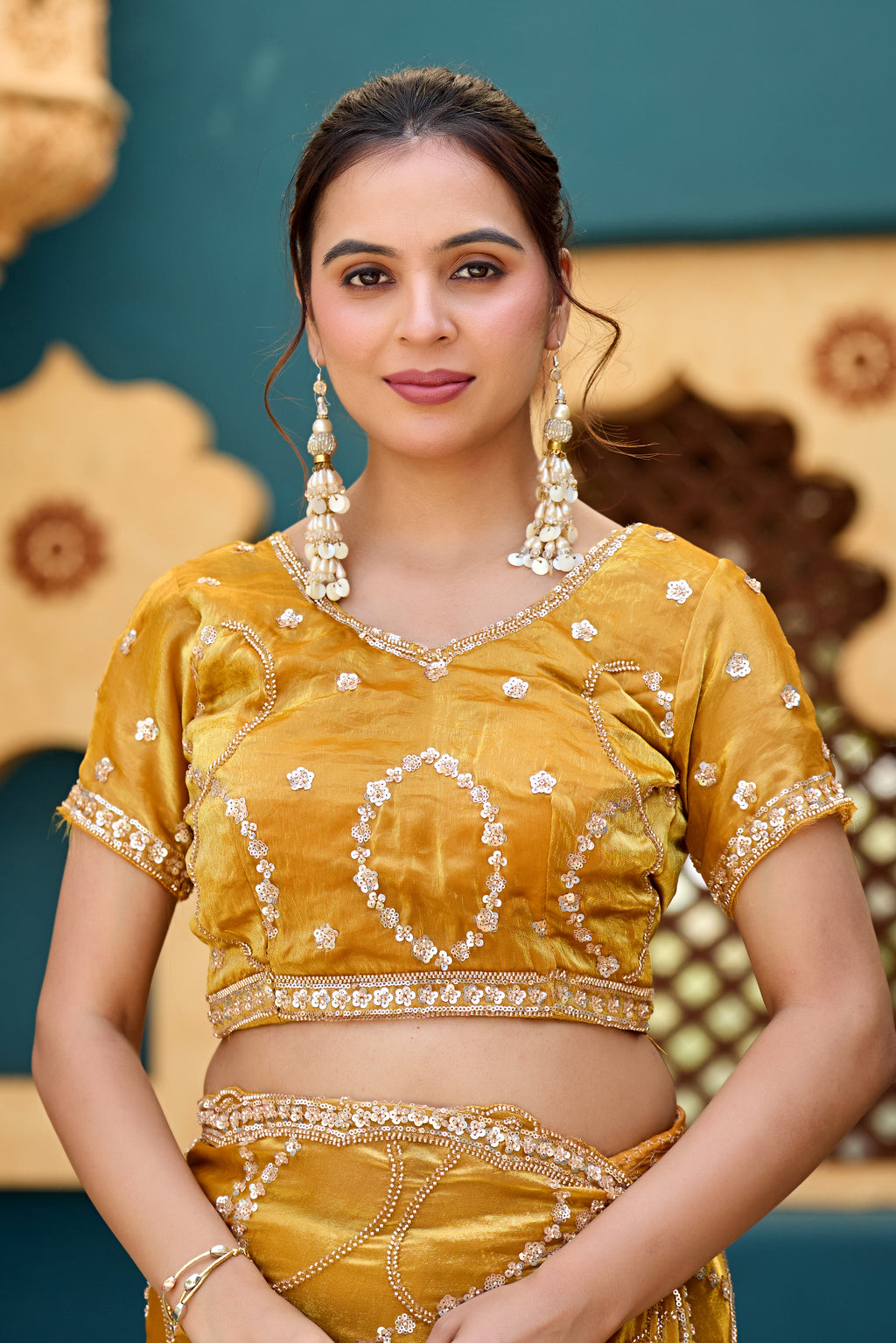 Chanda Saree – Sequin & Cutdana Jaal Work