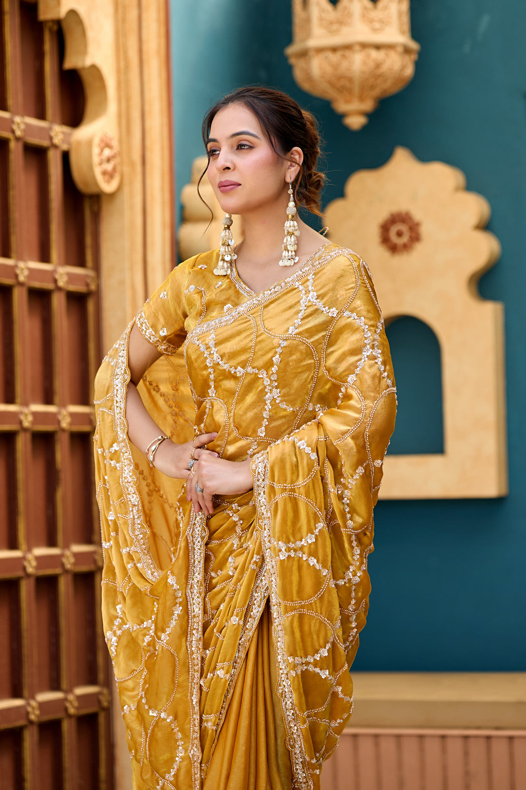 Chanda Saree – Sequin & Cutdana Jaal Work