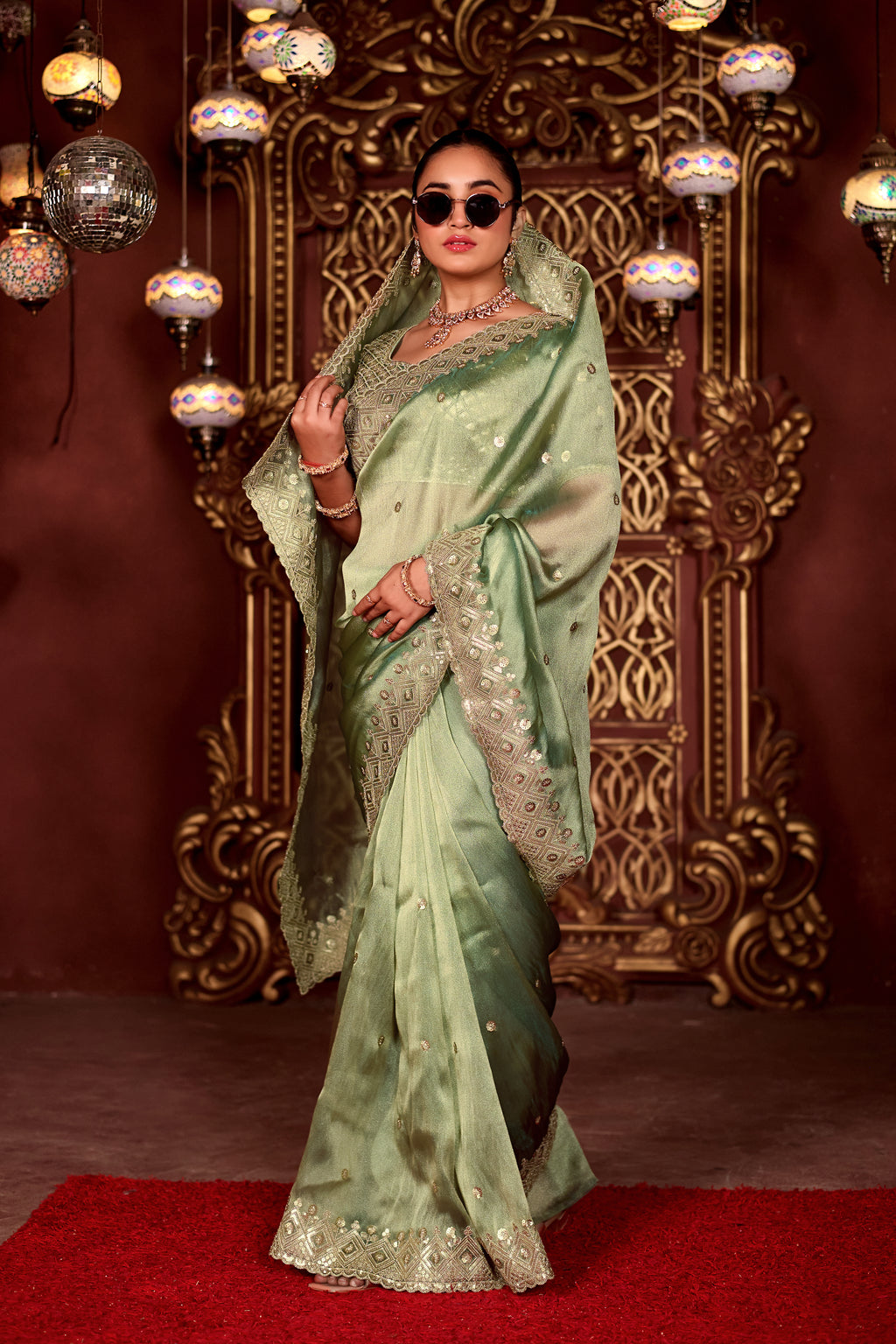 Sindhuri Saree – Luxury Edition | Regal Sequin Jaal Bridal Collection